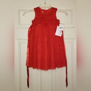 NWT Pippa and Julie Red Chiffon Special Occasion Dress Size 3T